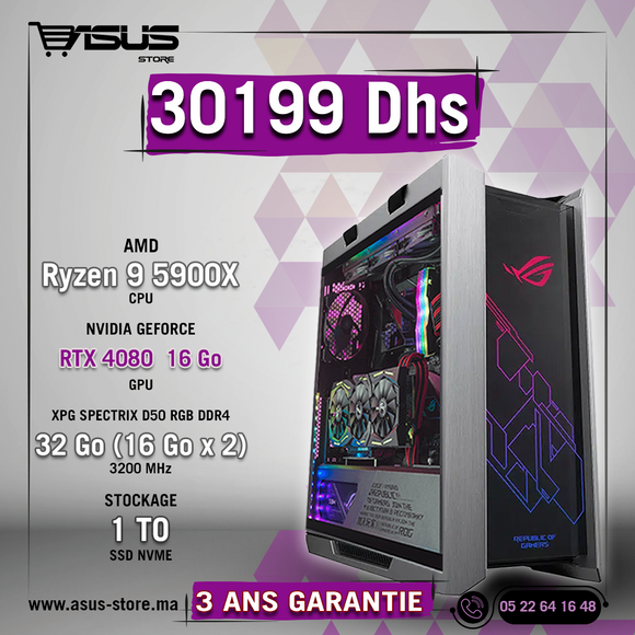 PC GAMER AMD RYZEN 9 5950X-RTX 3080 – ASUS ROG STRIX GX601 HELIOS - Pc gamer  maroc
