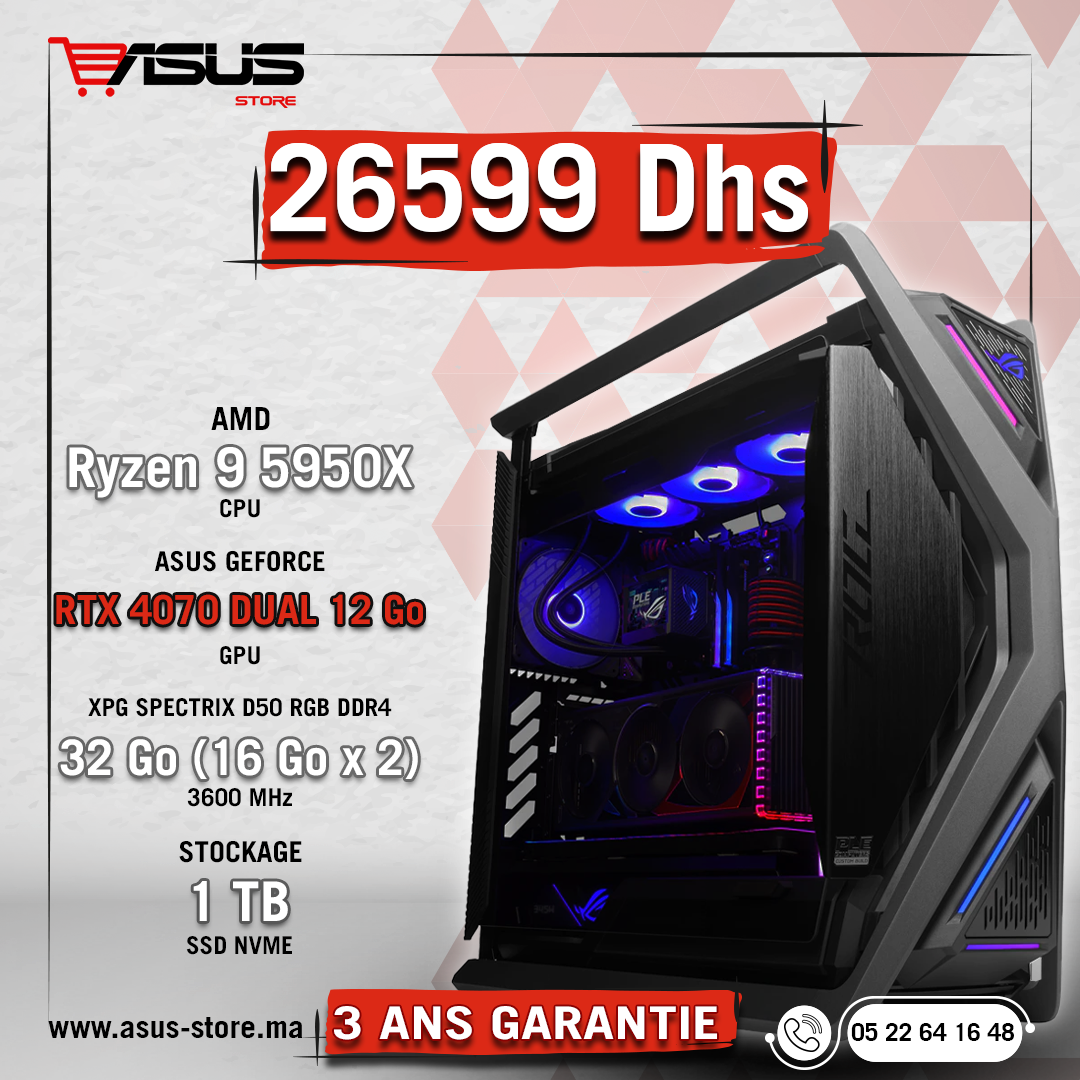 PC GAMER AMD RYZEN 9 5950X-RTX 3080 – ASUS ROG STRIX GX601 HELIOS - Pc gamer  maroc