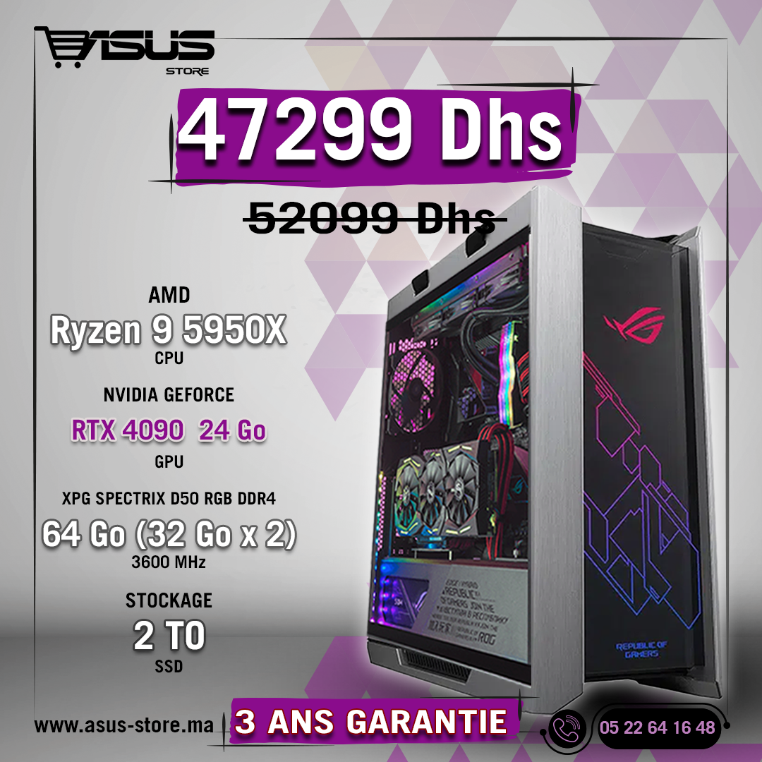 WORKSTATION GAMER AMD RYZEN 9 7950X - RTX 4090 – Asus Store Maroc